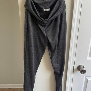 Malibu Activewear Charcoal‎ Grey Heathered Lounge Pants Fold Over Waist Size M